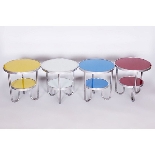 Vintage Bauhaus table in spruce and chrome for Kovona, Czechoslovakia 1930