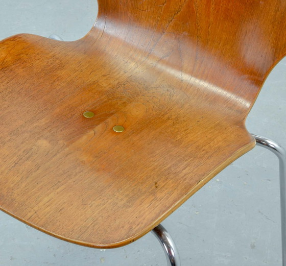 Image 1 of Chaise d'appoint minimaliste au design scandinave du Mid Century d'après Arne Jacobsen pour Fritz Hansen, années 1950