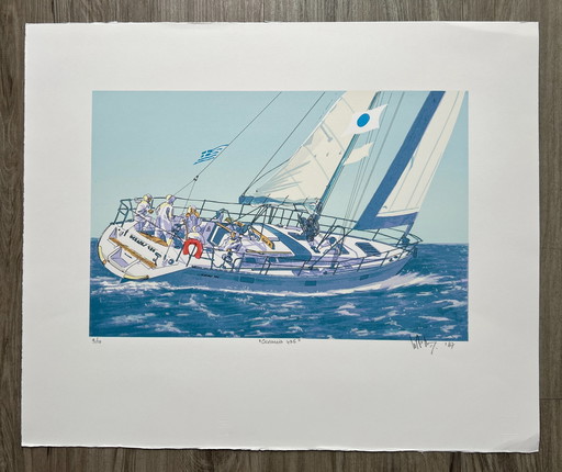 Screenprint Wout Van Der Vet - Oceanis 436