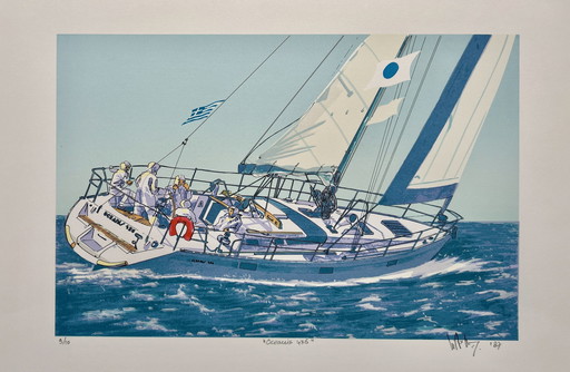 Screenprint Wout Van Der Vet - Oceanis 436