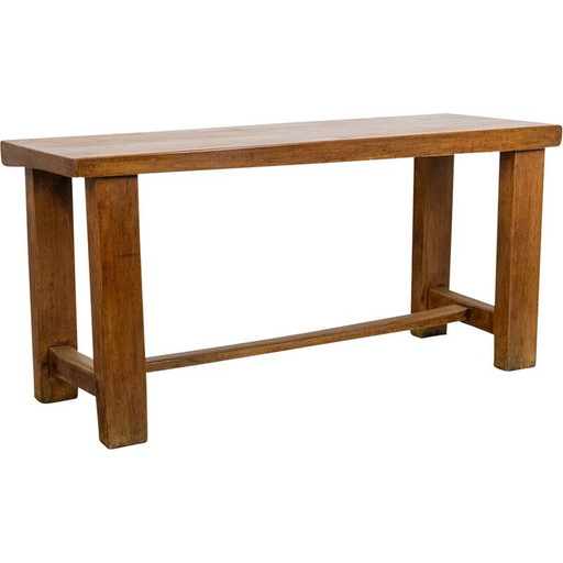 Vintage side table in solid and patinated beech, France 1900