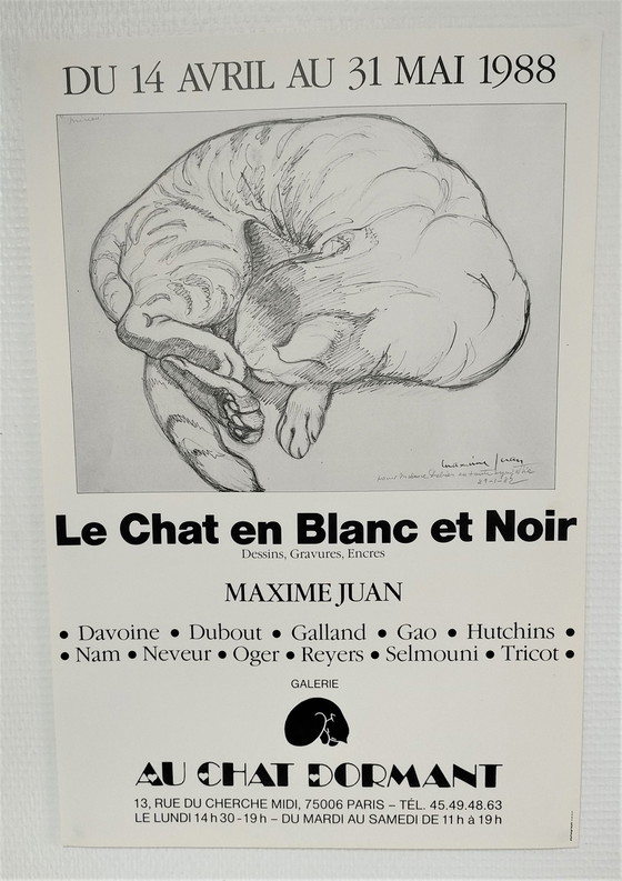 Image 1 of Le Chat Blanc Et Noir Exhibition Poster Paris 1988