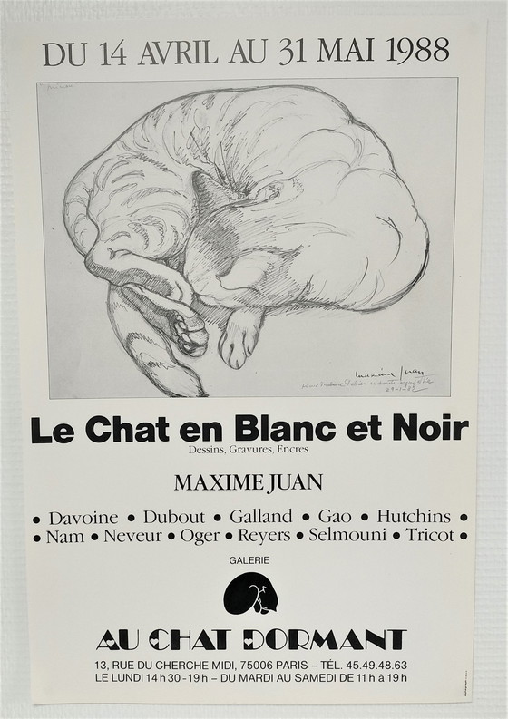 Image 1 of Le Chat Blanc Et Noir Exhibition Poster Paris 1988