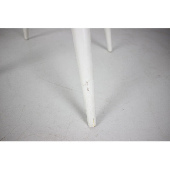 Image 1 of Set di poltrona con pouf vintage in legno e tessuto, Cecoslovacchia 1950-1970