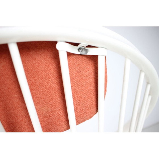 Image 1 of Set di poltrona con pouf vintage in legno e tessuto, Cecoslovacchia 1950-1970