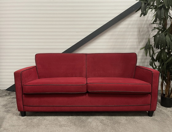 Image 1 of Vintage Red Fabric Sofa Set 3 + 2.5 Seater