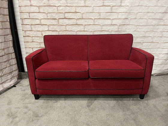 Image 1 of Vintage Red Fabric Sofa Set 3 + 2.5 Seater