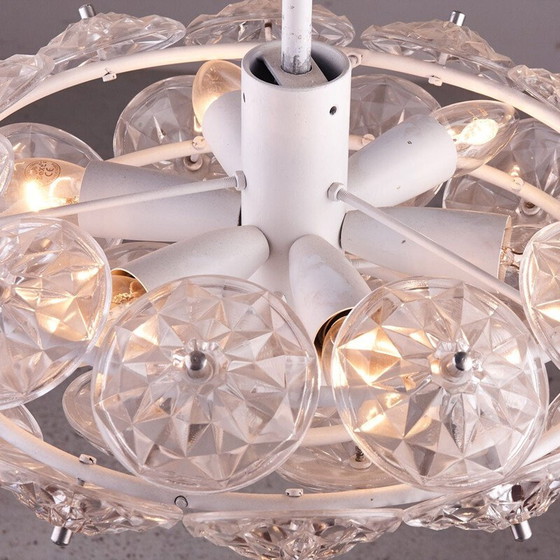 Image 1 of Vintage Round Chandelier with Glass Plates 1970s