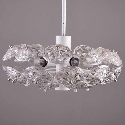 Vintage Round Chandelier with Glass Plates 1970s