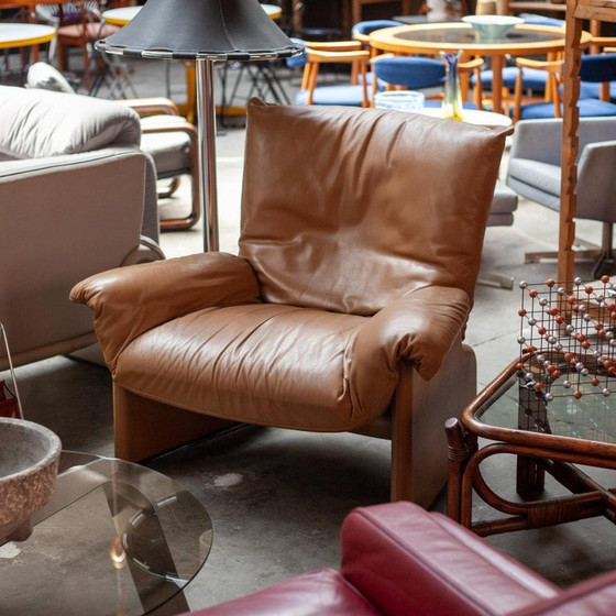 Image 1 of Vintage leather Palmaria armchair by Vico Magistretti for Cassina, 1995