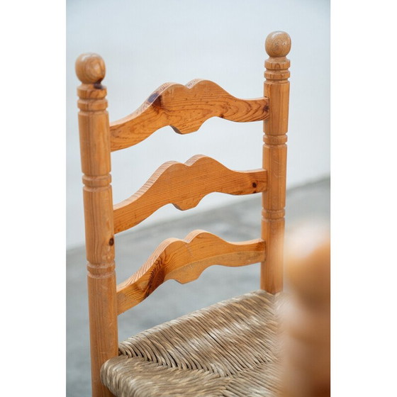 Image 1 of Set of 12 vintage rustic pine chairs, Italy 1990