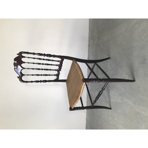 Set of 4 Chiavari vintage wicker chairs, Italy 1950