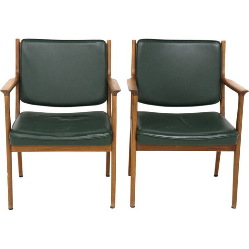 Pair of vintage leather armchairs by Karl Erik Ekselius, Sweden 1960