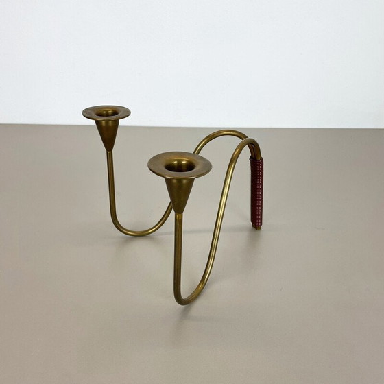Image 1 of Vintage sculptural brass candlestick by Günter Kupetz for Wmf, Germany 1950s