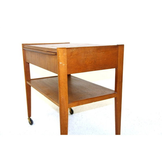 Image 1 of Vintage teak serving table on wheels, Denmark 1960