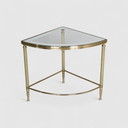 Tavolino angolare vintage, tavolino laterale, tavolino porta piante - vetro, ottone anni '70
