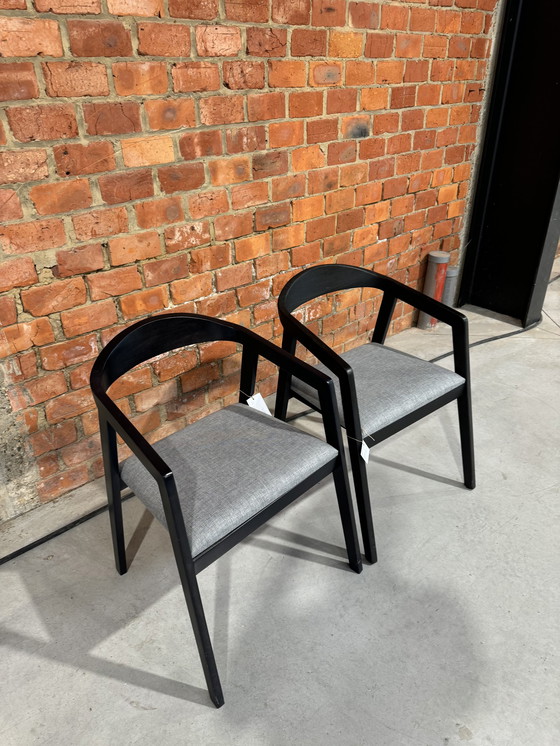 Image 1 of Set of 2 black wooden chairs