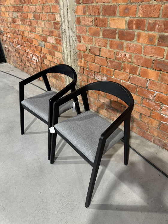 Image 1 of Set of 2 black wooden chairs