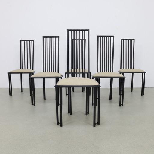 6x Chaise de salle à manger postmoderne, 1980