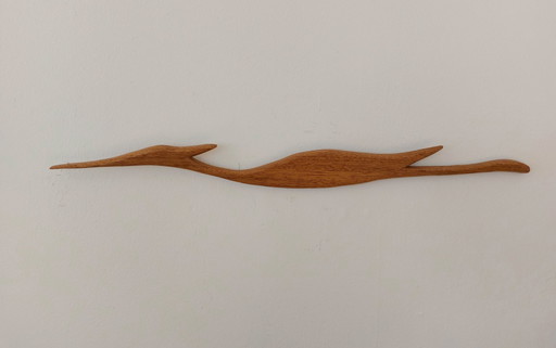 Vintage Teak Wood Wall Bird