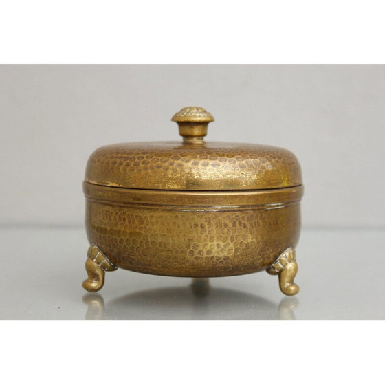 Image 1 of Scatola con coperchio in ottone Art Déco d'epoca, Germania 1910