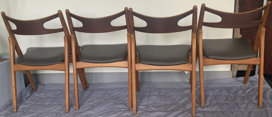 Image 1 of 4x Hans Wegner CH29 Sawbuck dining chair