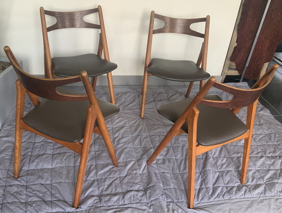 Image 1 of 4x Hans Wegner CH29 Sawbuck dining chair