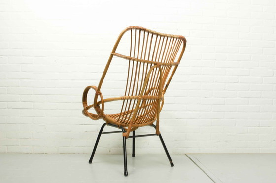 Image 1 of Rohé Noordwolde Metal and Rattan Terrace or Lounge Chair