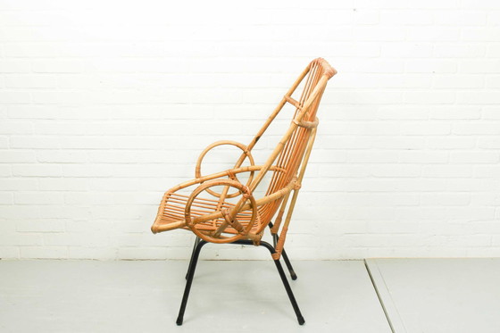 Image 1 of Rohé Noordwolde Metal and Rattan Terrace or Lounge Chair