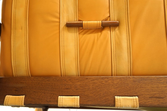 Image 1 of Mid-Century Lounge Sofa in Brazilian Leather & Jatoba Wood, 1970s