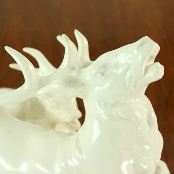 Image 1 of Dramatic and powerful vintage hunting sculpture by Lhota, Czechoslovakia 1960