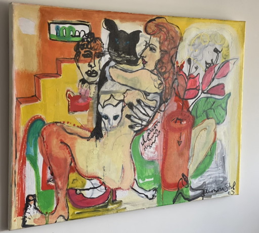Eleonora Stol Cats schilderij – schilderijen tekeningen, Canvas, Abstract (photo 2 of 13)