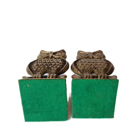 Image 1 of Due fermalibri vintage in ottone con gufi