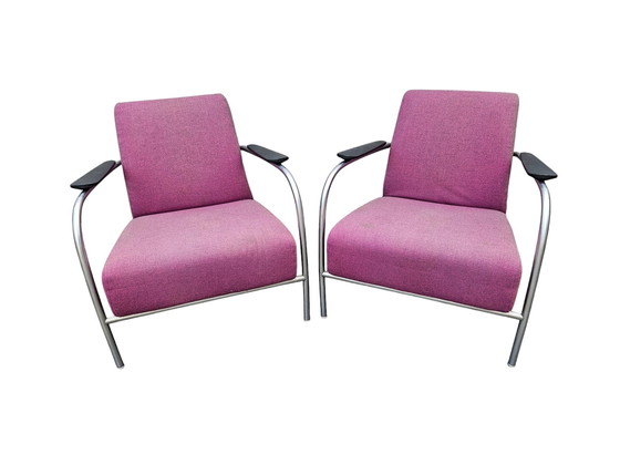 Image 1 of 2X Harvink Colombus Armchairs Tube Frame