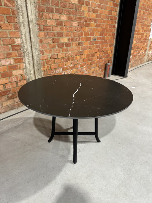 Table de salle à manger ronde en céramique - noir - 160 cm