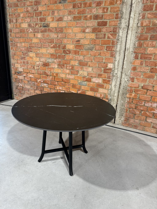 Table de salle à manger ronde en céramique - noir - 160 cm