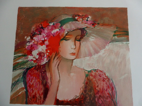 Image 1 of Sachiko Imai, Litho, 'Woman in the Red Dress'