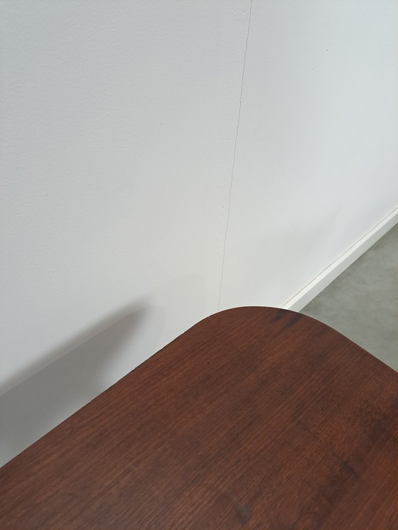 Image 1 of Dark veneer table with gold legs