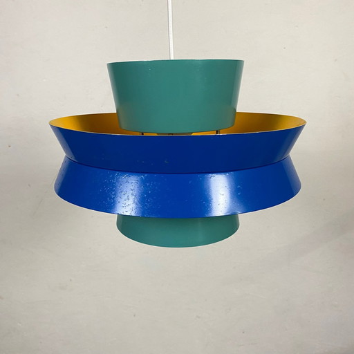 Blue Green Yellow Painted Trava Pendant By Carl Thore