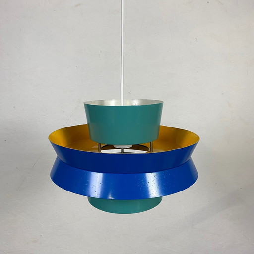 Blue Green Yellow Painted Trava Pendant By Carl Thore