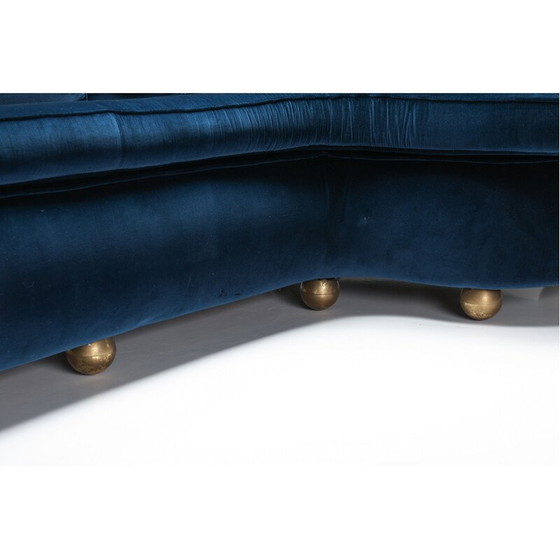 Image 1 of Divano vintage in velluto blu, pezzo unico, di Marzio Cecchi, anni '70