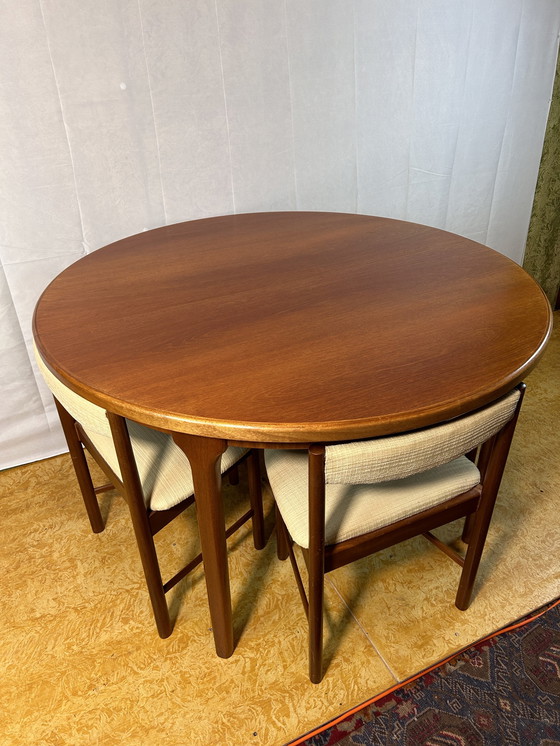 Image 1 of Mid Century Retro Vintage Teak Extending Dining Table And Chairs By Mcintosh 1960