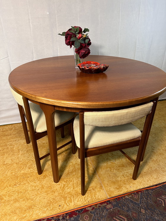 Image 1 of Mid Century Retro Vintage Teak Extending Dining Table And Chairs By Mcintosh 1960