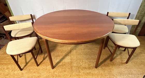 Image 1 of Mid Century Retro Vintage Teak Extending Dining Table And Chairs By Mcintosh 1960