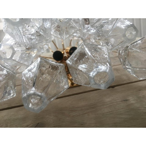 Image 1 of Pair Of Contemporary Murano Glass "Poliedri " Wall Sconce With A Gold 24 Karat Metal Frame