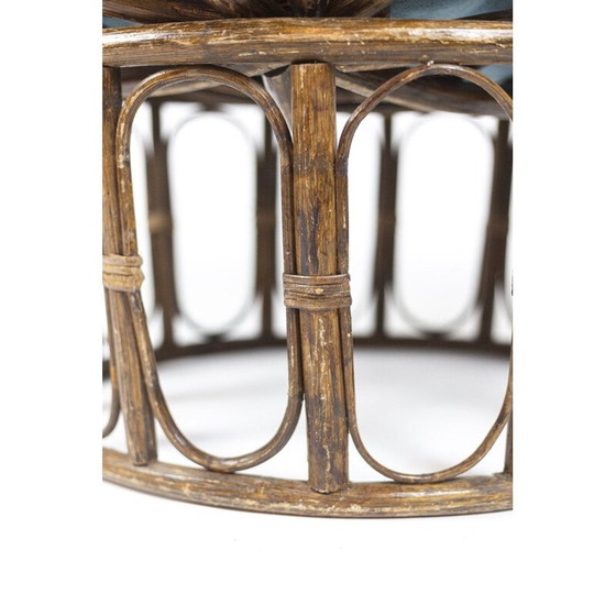 Image 1 of Coppia di poltrone vintage "Papasan" in rattan e tessuto trapuntato, 1970