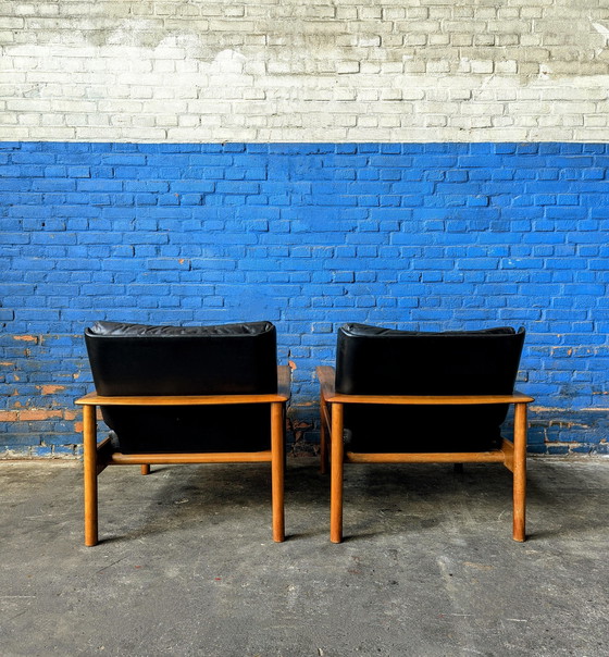 Image 1 of 2 Midcentury Leather Lounge Chairs 1960S