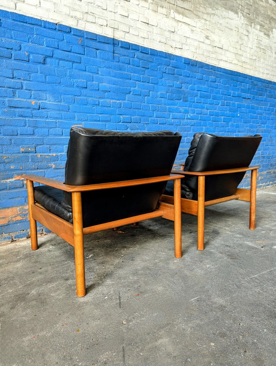 Image 1 of 2 Midcentury Leather Lounge Chairs 1960S