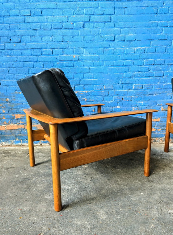 Image 1 of 2 Midcentury Leather Lounge Chairs 1960S