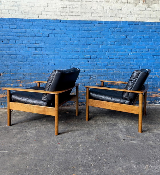 Image 1 of 2 Midcentury Leather Lounge Chairs 1960S